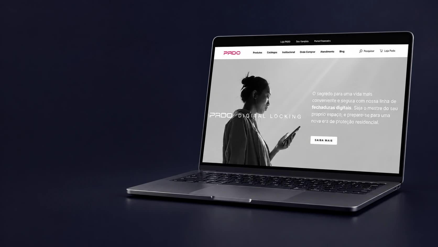 Mockup do projeto PADO em dispositivo, a partir da tela fornecida.