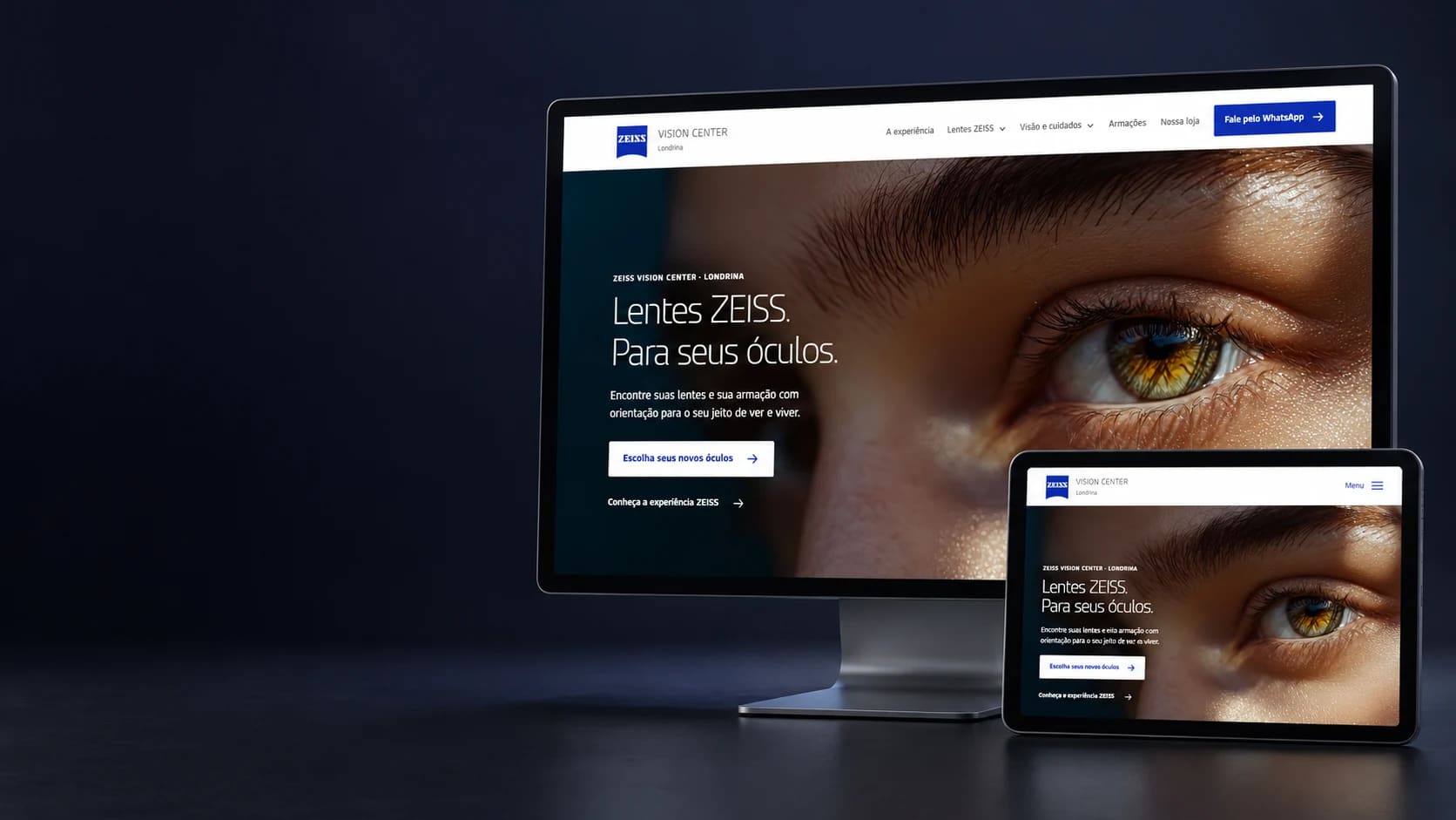 Mockup do projeto ZEISS Vision Center desenvolvido pela Codie.