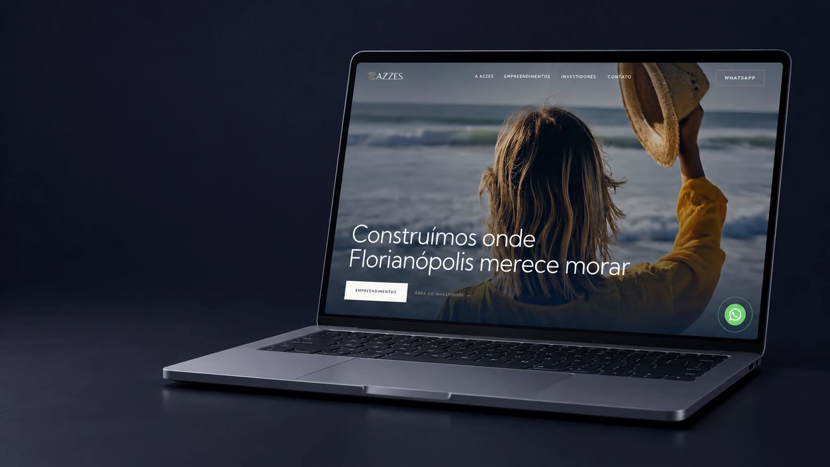 Mockup do projeto Azzes em dispositivo, a partir da tela fornecida.