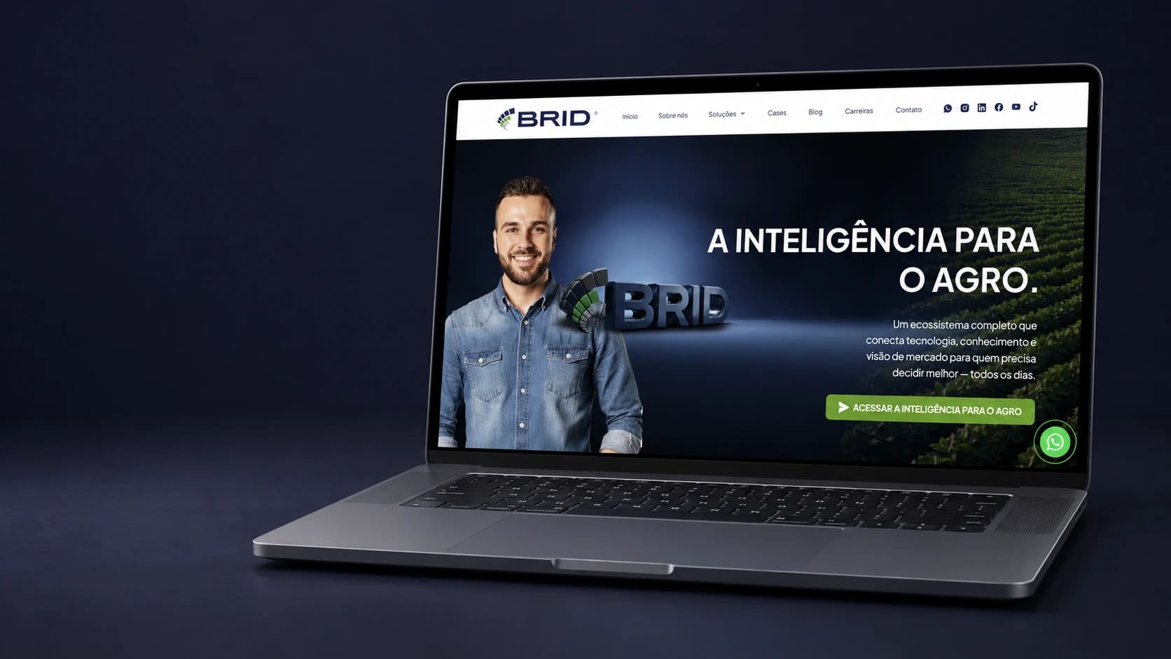 Mockup do projeto BRID em dispositivo, a partir da tela fornecida.