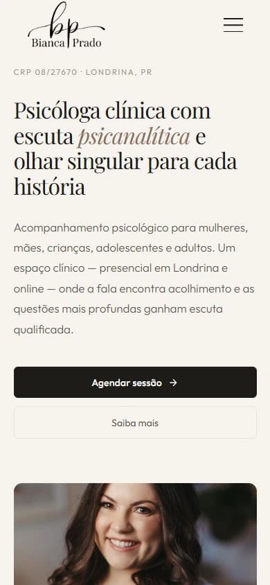 Captura real da Home de Bianca Prado no celular.