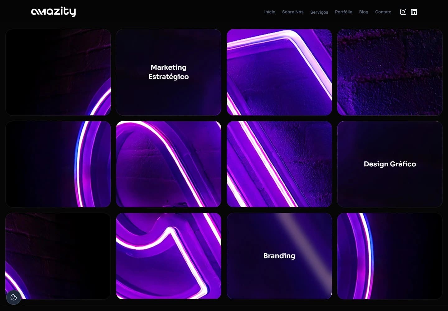 Captura real da Home de Amazity no desktop.