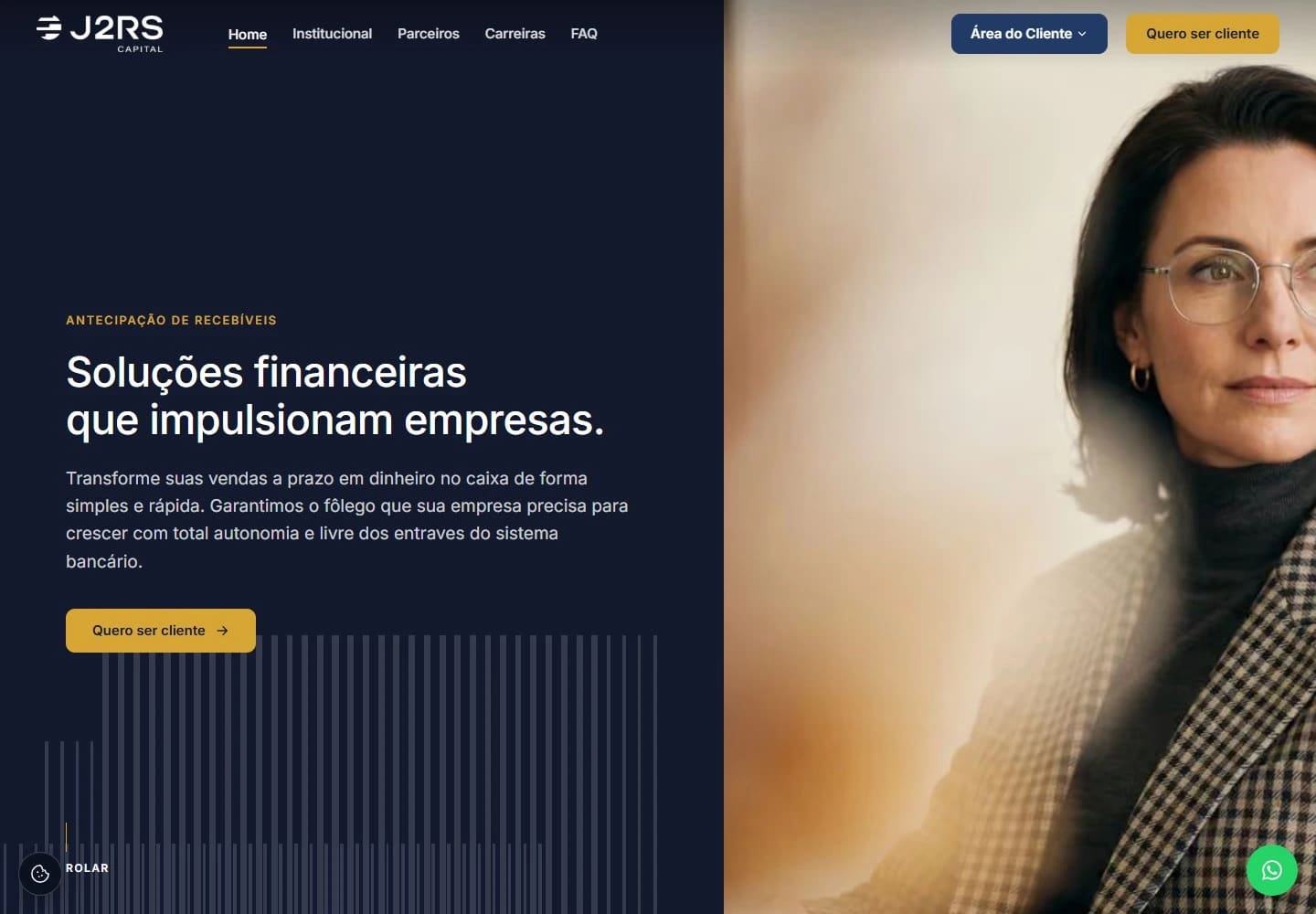 Captura real da Home de J2RS Capital no desktop.