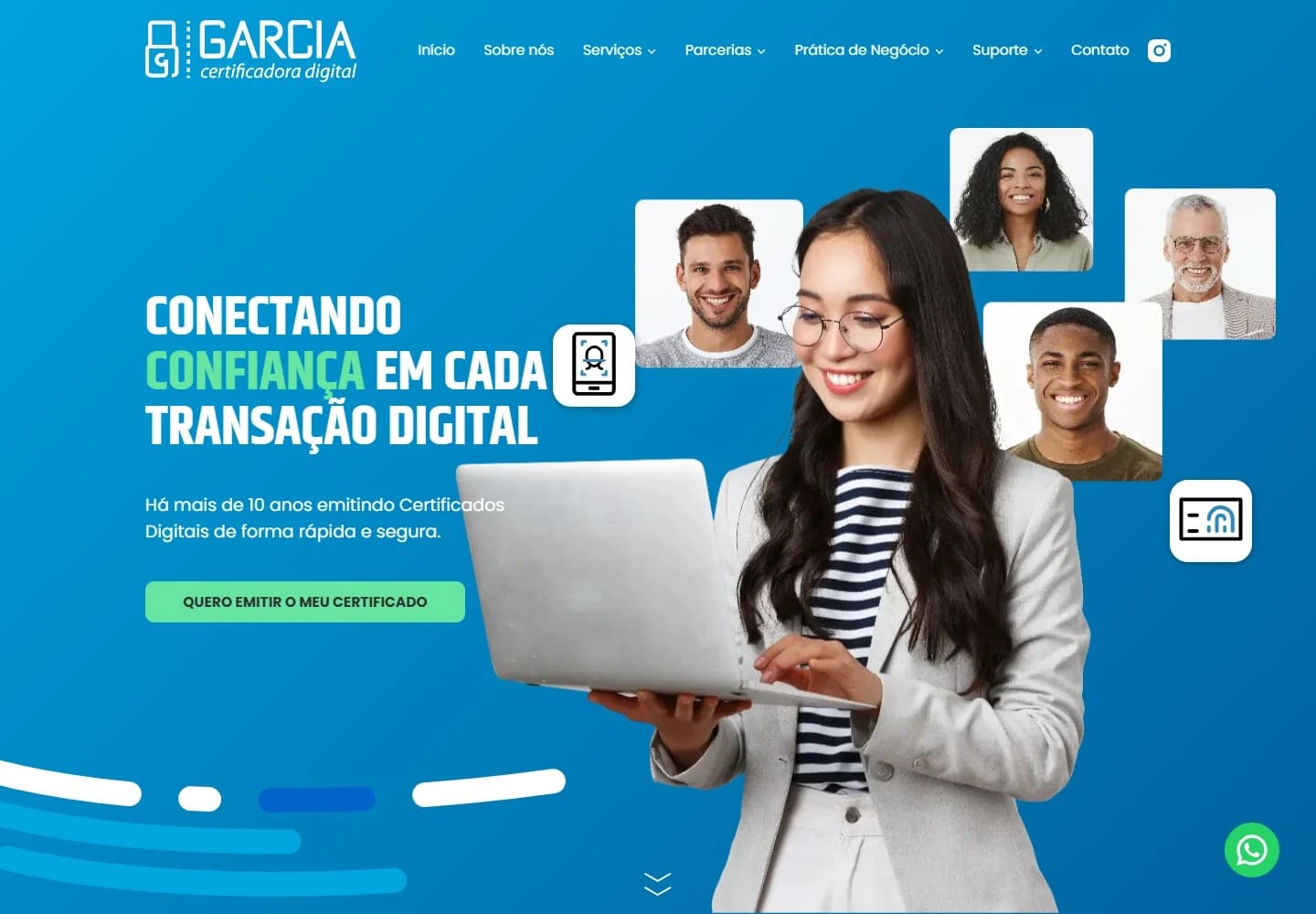 Captura real da Home de Garcia Certificadora no desktop.