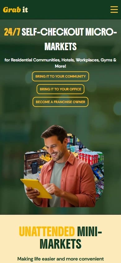 Captura real da Home de Grab It no celular.