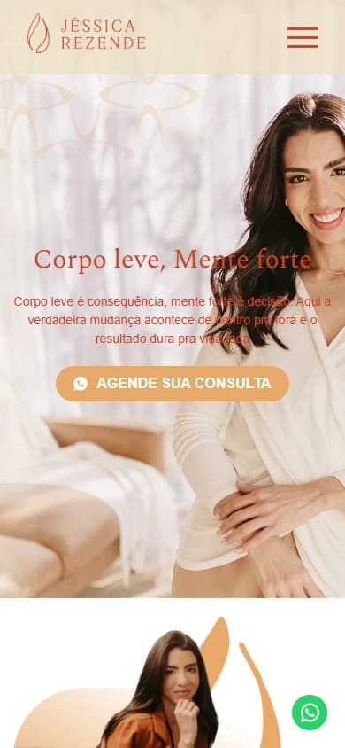 Captura real da Home de Dra. Jéssica Rezende no celular.