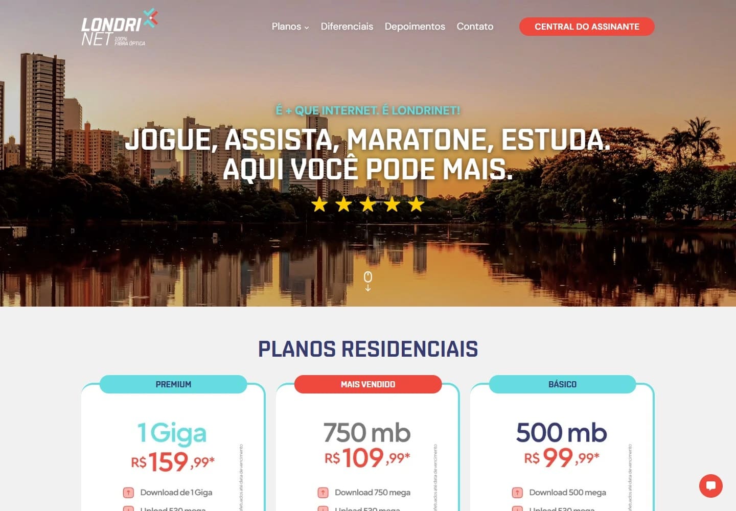Captura real da Home de Londrinet no desktop.