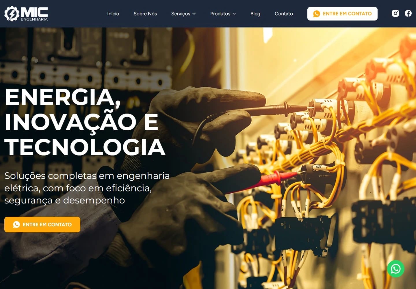 Captura real da Home de MIC Engenharia no desktop.