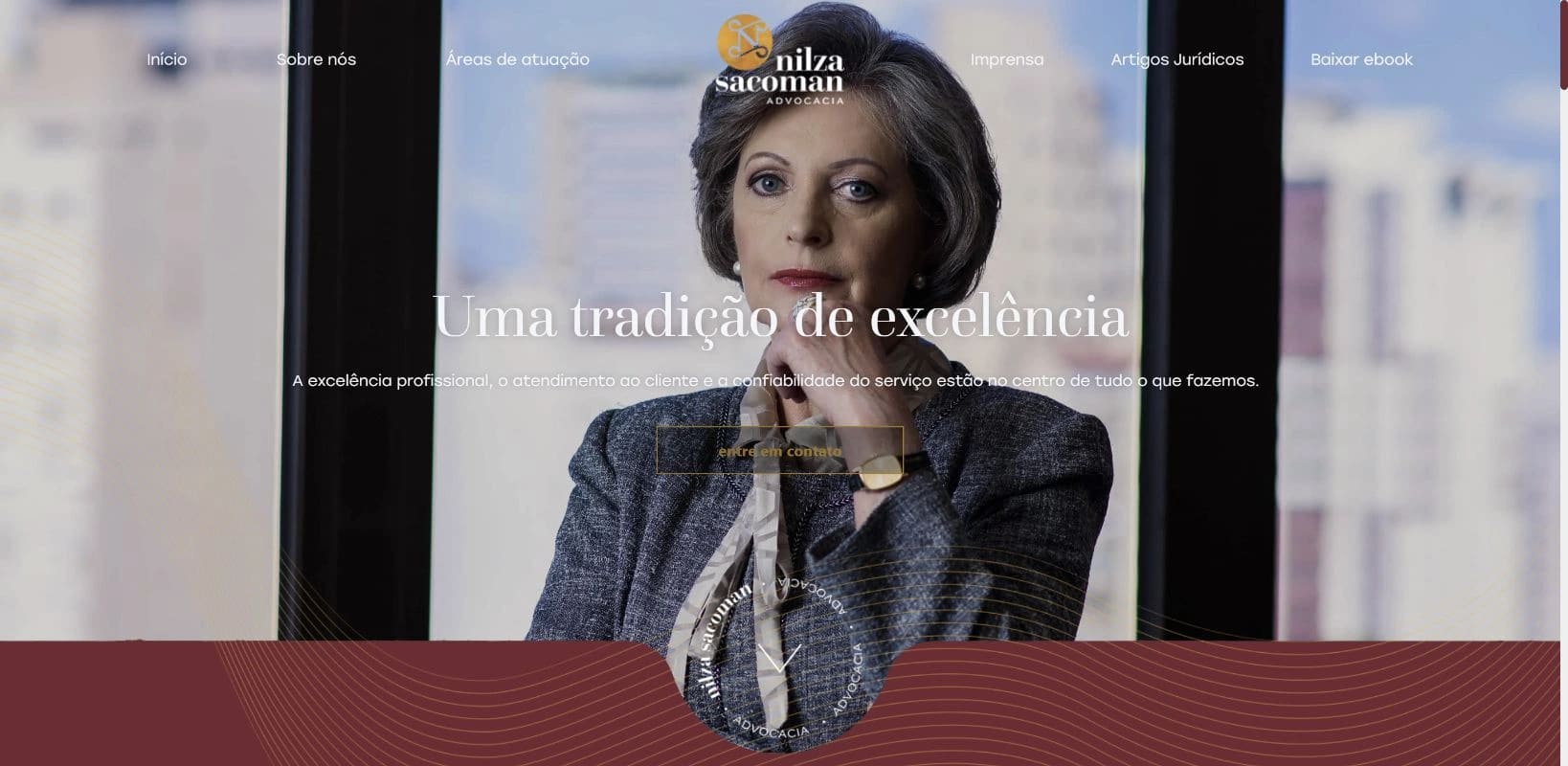 Captura real do site Nilza Sacoman no desktop.