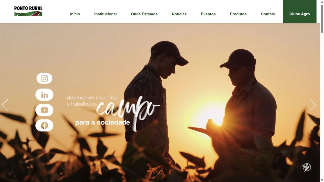 Captura real do site Ponto Rural no desktop.